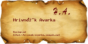 Hrivnák Avarka névjegykártya